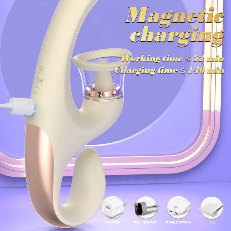 Moremorelove Rechargeable G-Spot Orgasm Vibrator – 3 Speeds & 6 Vibration Modes with Suction, Licking & Internal Vibration for Female Pleasure & Masturbation
