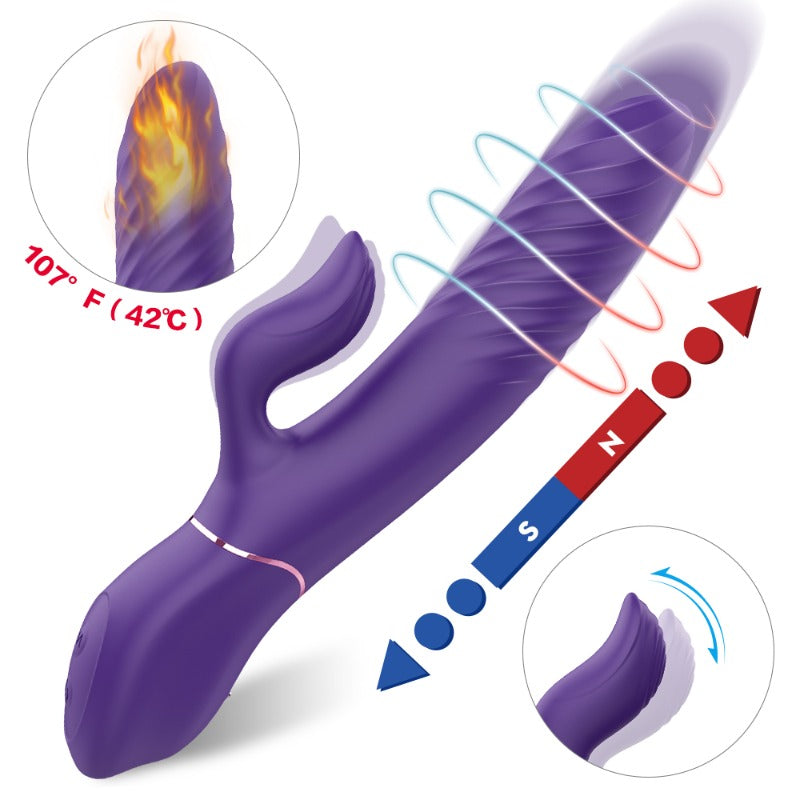Moremorelove Thrusting Dildo Vibrator – 3-Speed 6-Mode Pulse & Vibration with Pause Mode | Dual G-Spot & Clitoral Stimulation for Couples