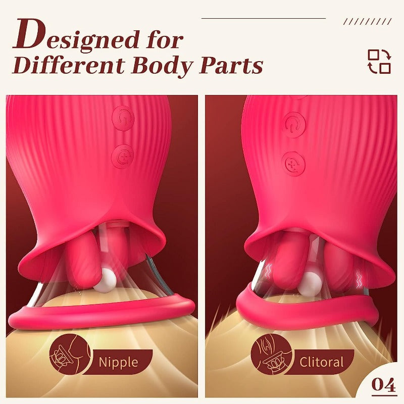 Moremorelove Button-Controlled Sucking Vibrator – 10 Vibration Modes with Dual Tongue Design, Clit & Nipple Stimulation, Sucking & Licking Functions for Women & Couples