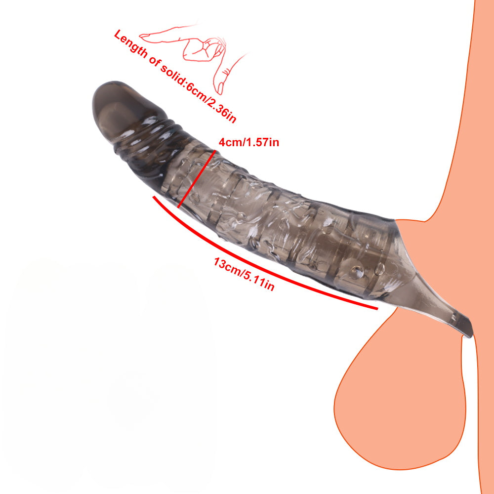 Reusable Penis Sleeve with Vibrator & Cock Ring Extender – Ultra-Soft Penis Enlarger for Men & Couples