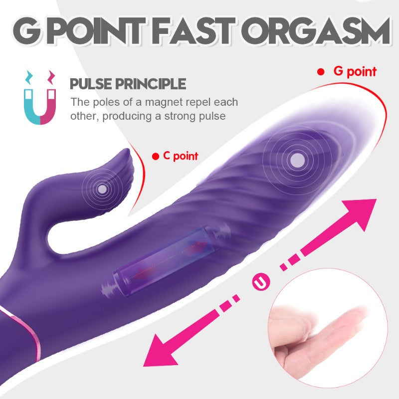 Moremorelove Thrusting Dildo Vibrator – 3-Speed 6-Mode Pulse & Vibration with Pause Mode | Dual G-Spot & Clitoral Stimulation for Couples