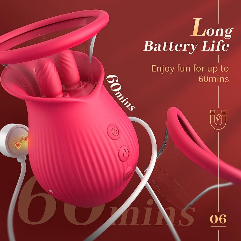 Moremorelove Button-Controlled Sucking Vibrator – 10 Vibration Modes with Dual Tongue Design, Clit & Nipple Stimulation, Sucking & Licking Functions for Women & Couples