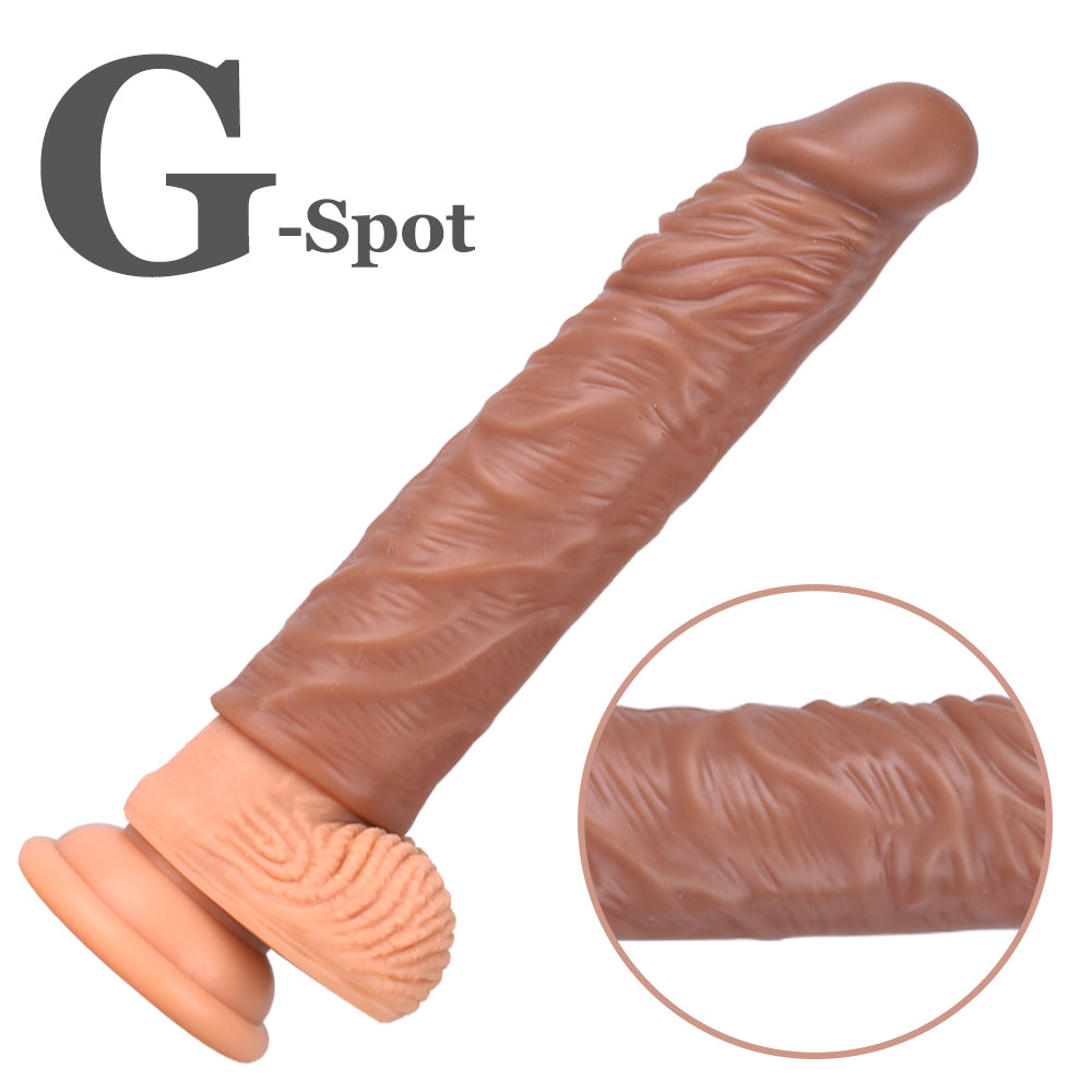 Moremorelove Reusable Long Penis Sleeve Extender – Ultra-Soft Penis Enlarger with Realistic Texture for Men & Couples – Dildo Cock Enlarger Sex Toy