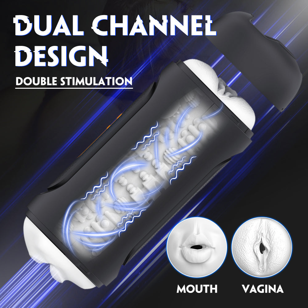 Rechargeable Double-Sided Male Masturbator – Powerful & Quiet Vibrating Stroker with TPE Material