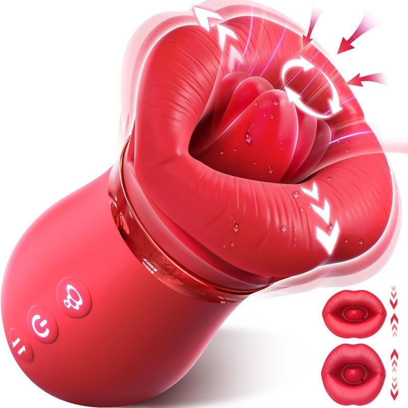 Moremorelove App or Button-Controlled Rose Sucking Vibrator – 4 Suction, 10 Tongue Licking & 10 Vibration Modes for Clit, Nipple & Anal Stimulation for Women & Couples