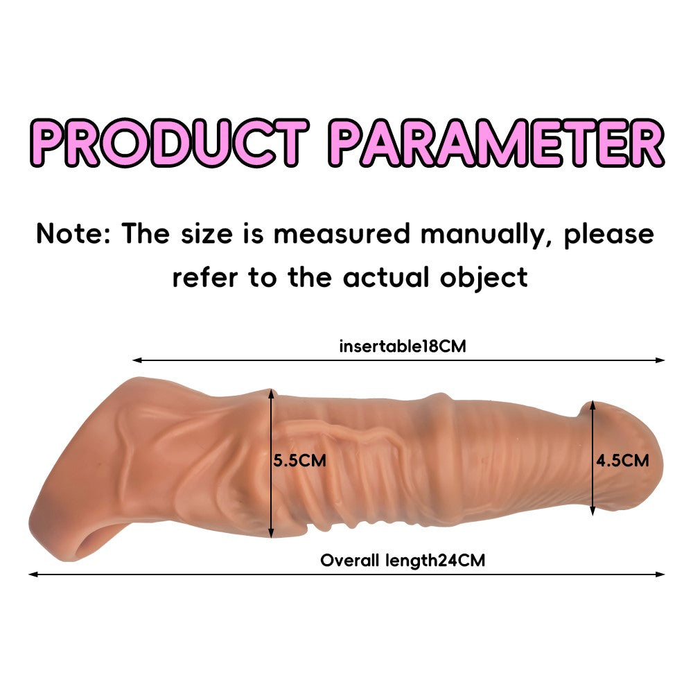 2 Colors Reusable Penis Sleeve & Cock Ring Extender – Ultra-Soft Penis Enlarger for Men & Couples