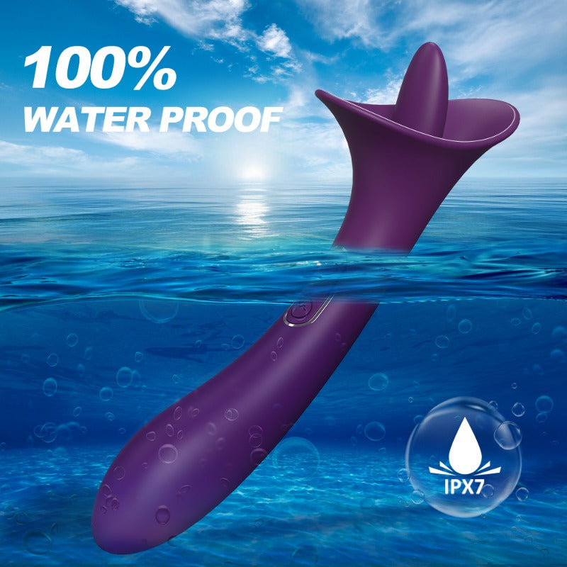 Moremorelove Vibrator – Dual-Function Licking & Insertable Vibrating Dildo for Women, Tongue Simulation Intimate Adult Toy