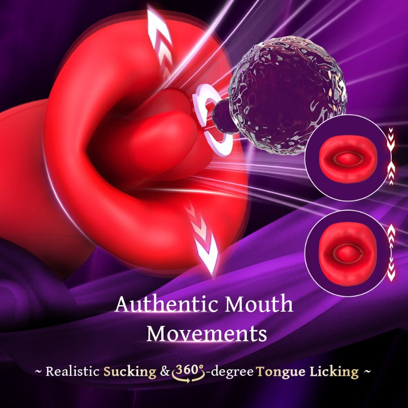 Moremorelove Button-Controlled Multifunctional Vibrator – with Clit & Nipple Stimulation, Sucking & Licking Functions for Women & Couples