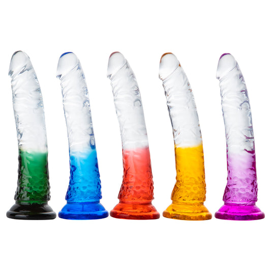 Gode en TPE de 5 couleurs mélangées, jouets de plaisir pour adultes, doux et confortables pour une expérience d'orgasme facile