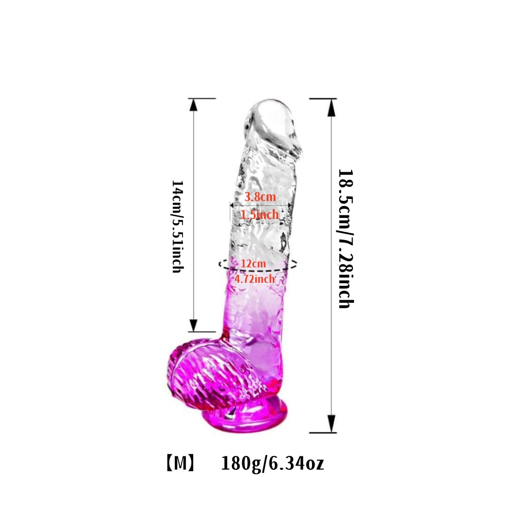 Moremorelove 4 Size TPE Material Transparent and Magenta Mixed Dildo – Adult Pleasure Toy for Intense Satisfaction