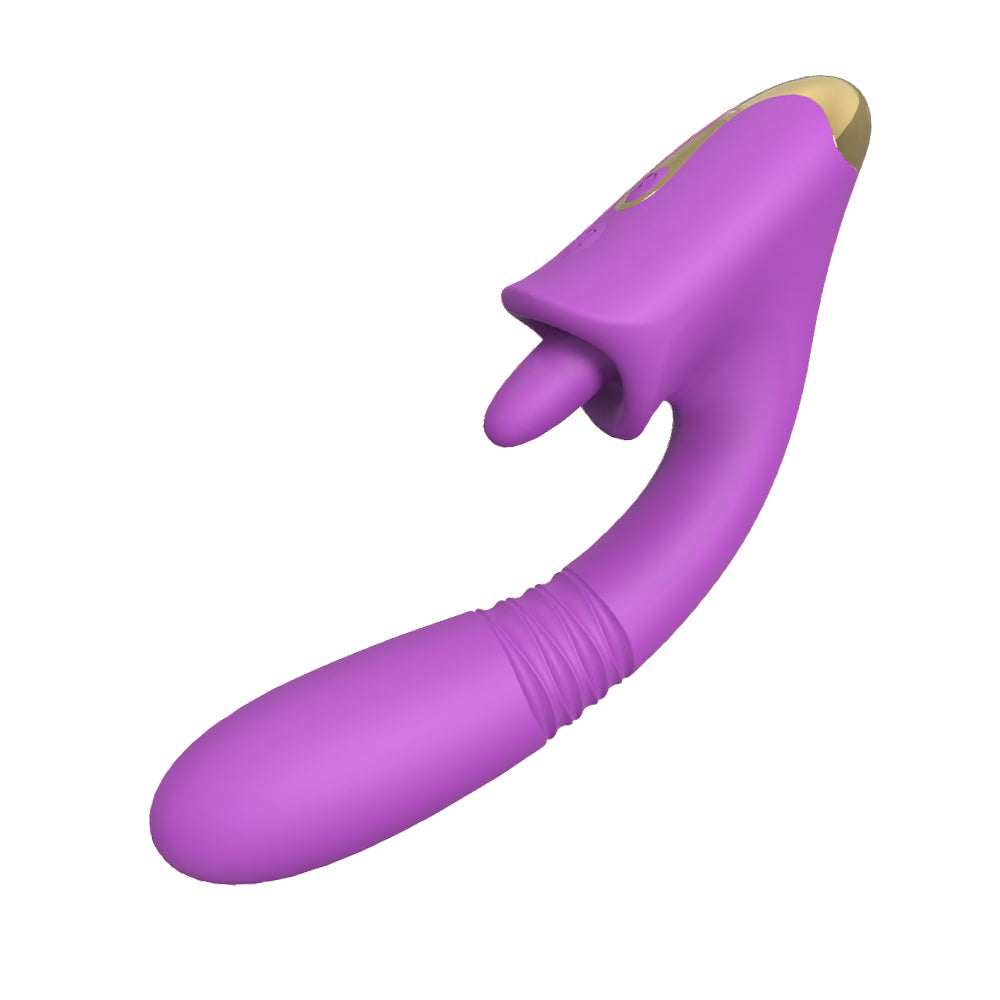 Moremorelove Thrusting & Licking Vibrator – Waterproof Telescopic Dildo for Intense Female Pleasure