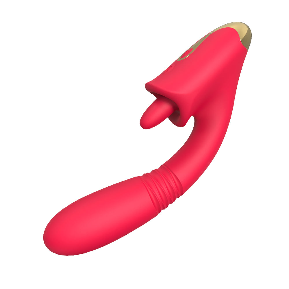 Moremorelove Thrusting & Licking Vibrator – Waterproof Telescopic Dildo for Intense Female Pleasure