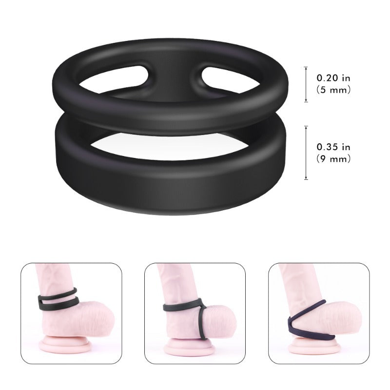 Moremorelove Dual-Ring Cock Ring – Silicone Penis Ring for Root Restriction, Ejaculation Control, Delay Enhancer for Men, Physical Constriction Design