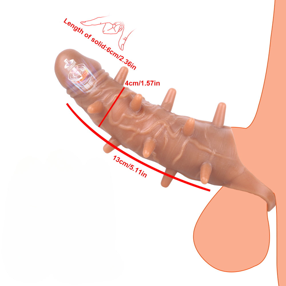 Reusable Penis Sleeve with Vibrator & Cock Ring Extender – Ultra-Soft Penis Enlarger for Men & Couples