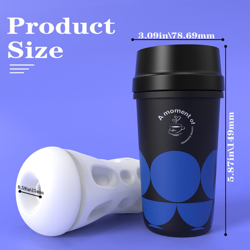 Male Masturbator – Manual Stroker with Realistic Vagina in Coffee Cup Design & Stocking Texture, Discreet Pleasure Toy for Men