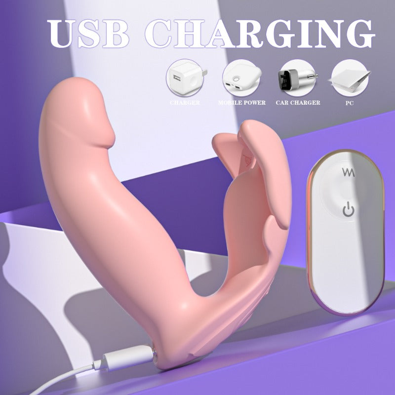 Moremorelove Remote Control Thrusting Wearable Bullet Vibrator – Butterfly-Shaped Design with Dual Vibration & Thrusting for G-Spot & Clitoral Pleasure