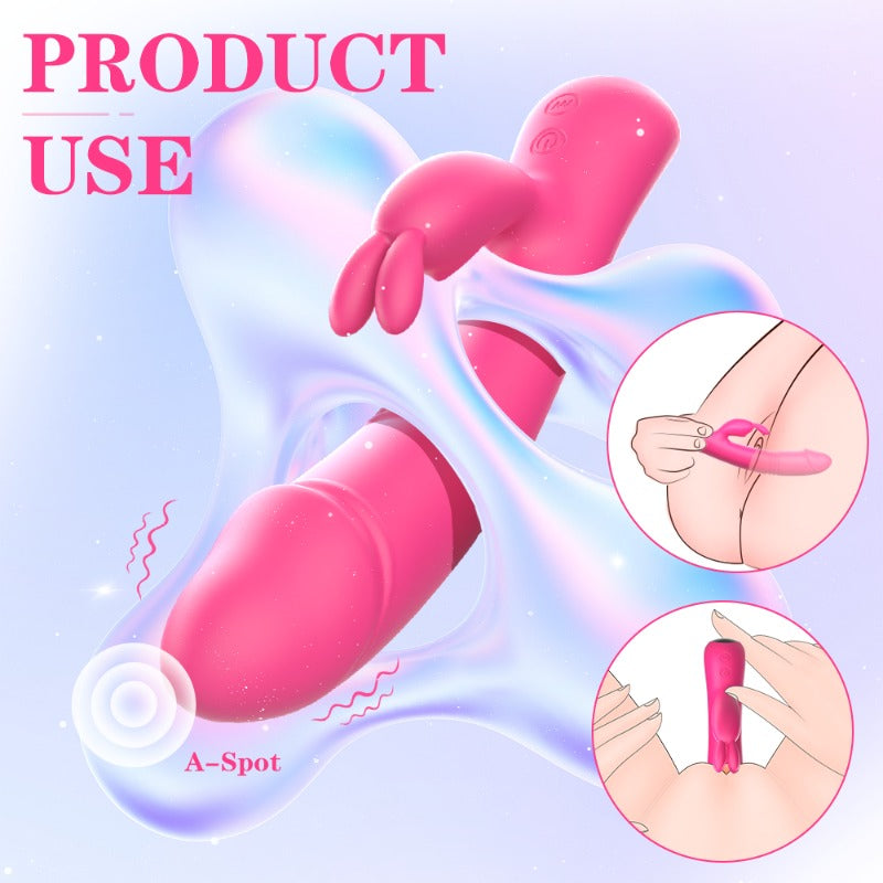 Moremorelove Waterproof Rabbit Vibrator – Telescopic Dildo with Licking Bunny Ears & Powerful Vibration for Women