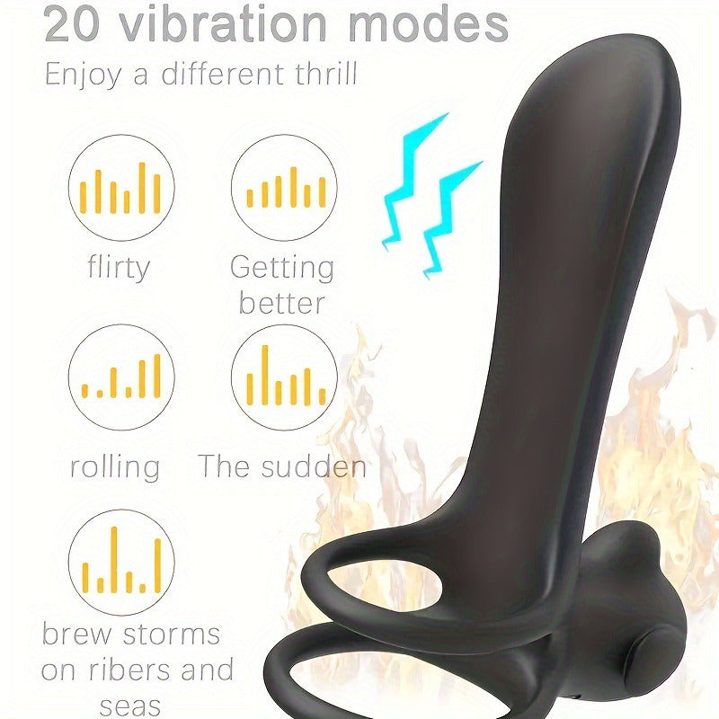 Moremorelove Vibrating Dual Penis Ring – Wireless Electric Delay Cock Ring for Men