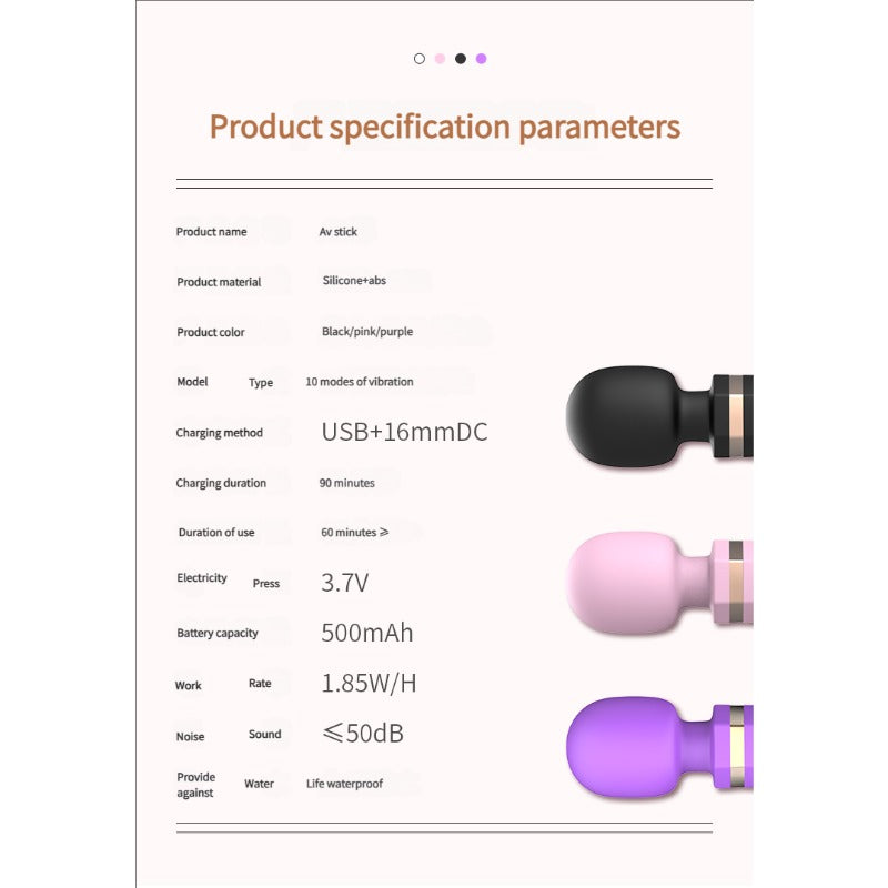 MoreMoreLove Mini AV Vibrator – 10 Powerful Vibration Modes, Long-Lasting Battery, Quiet Design, Portable & Discreet, Ultimate Pleasure for Female