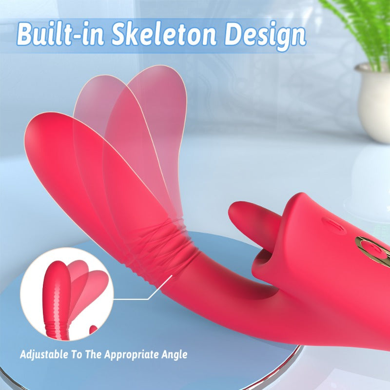 Moremorelove Thrusting & Licking Vibrator – Waterproof Telescopic Dildo for Intense Female Pleasure