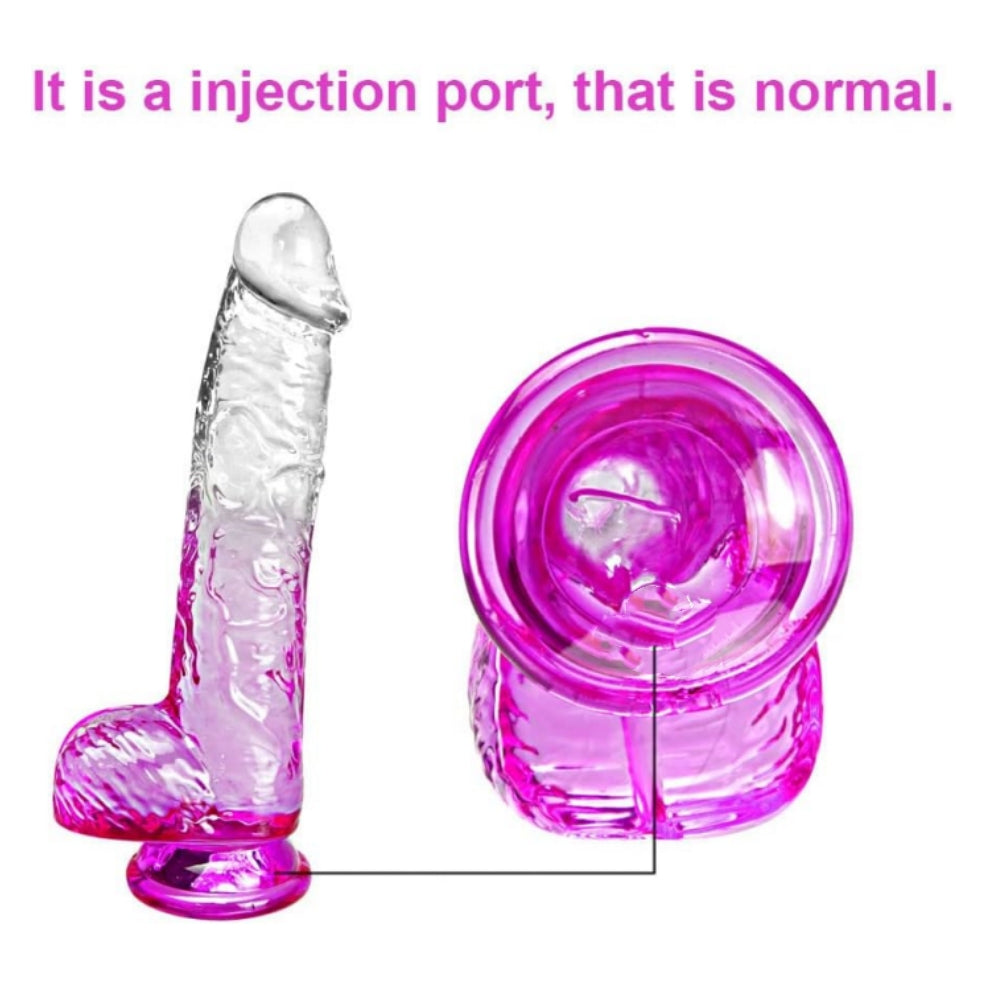 Moremorelove 4 Size TPE Material Transparent and Magenta Mixed Dildo – Adult Pleasure Toy for Intense Satisfaction