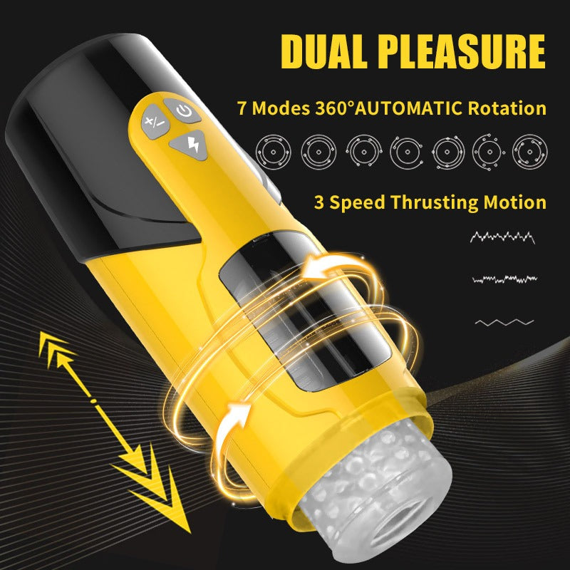 Moremorelove Male 7 Modes 3 speed Masturbator – Smart Adaptive Thrusting, Rotating, Moaning Silicone Interactive Cup with Headphones