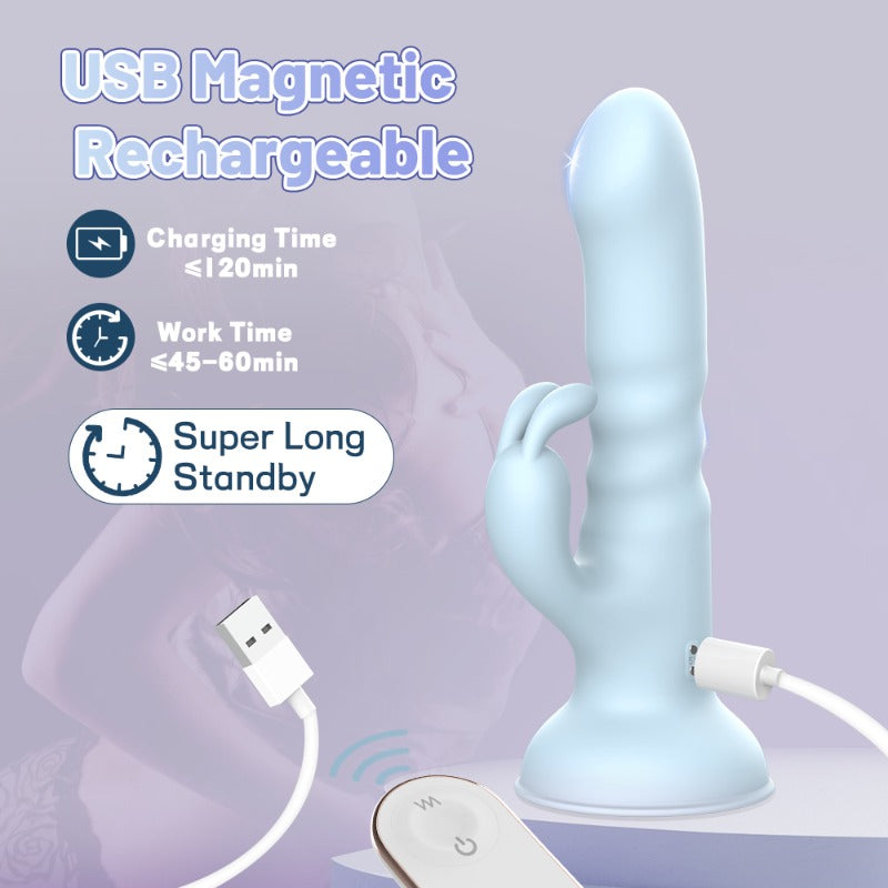 Moremorelove Dildo Vibrator – Realistic Wriggle & Thrust, Remote-Control, Suction Base for Ultimate Hands-Free Play