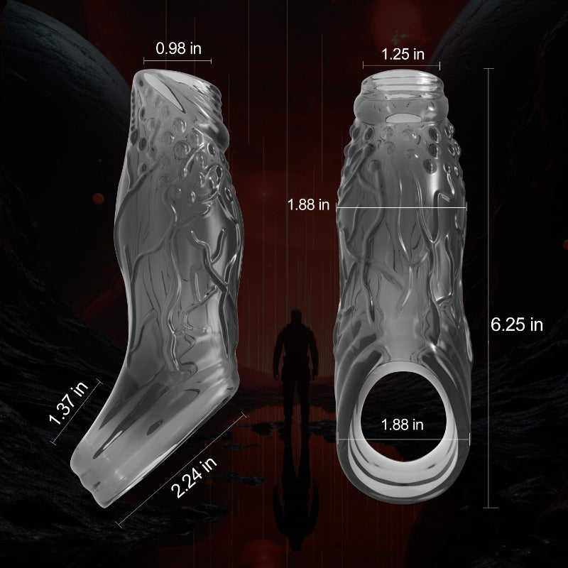 2 Colors Penis Sleeve with Exposed Glans – Soft & High-Simulation Penis Enlarger for Couples, Penis Ring Extender for Enhanced Orgasm