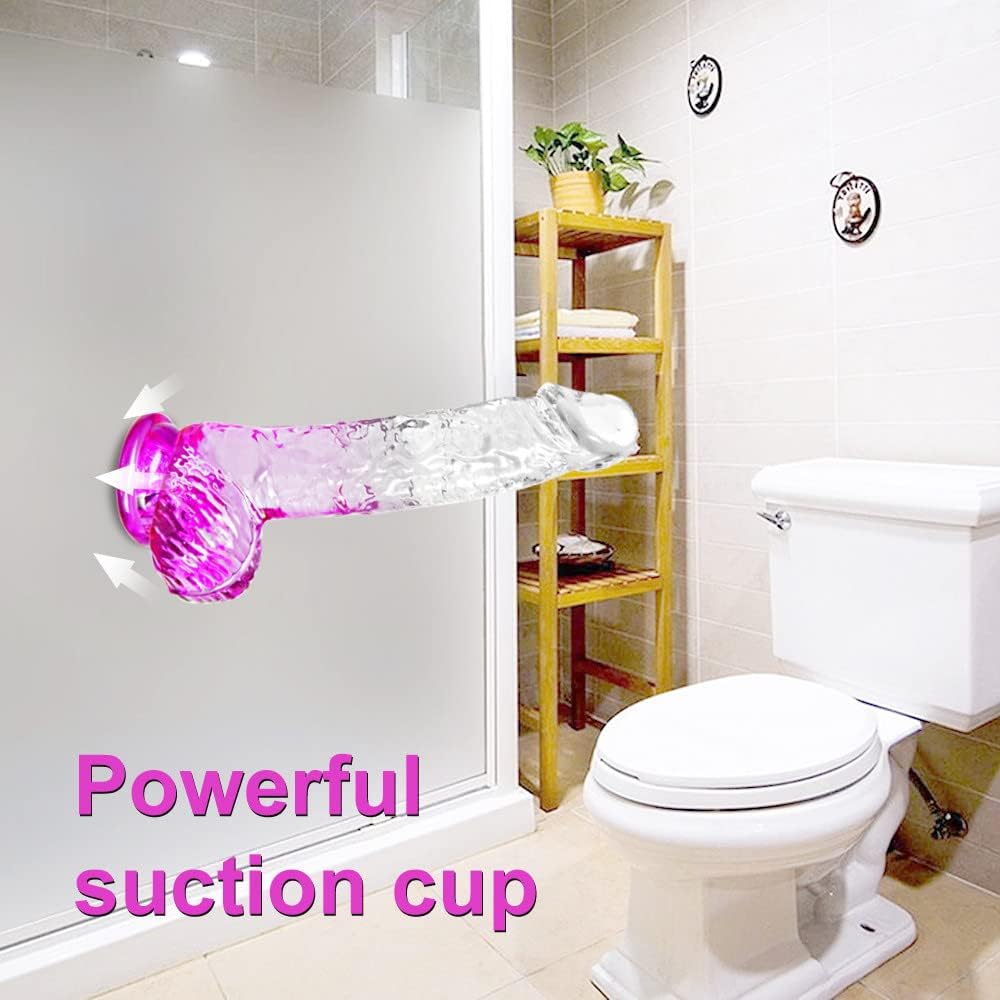 Moremorelove 4 Size TPE Material Transparent and Magenta Mixed Dildo – Adult Pleasure Toy for Intense Satisfaction