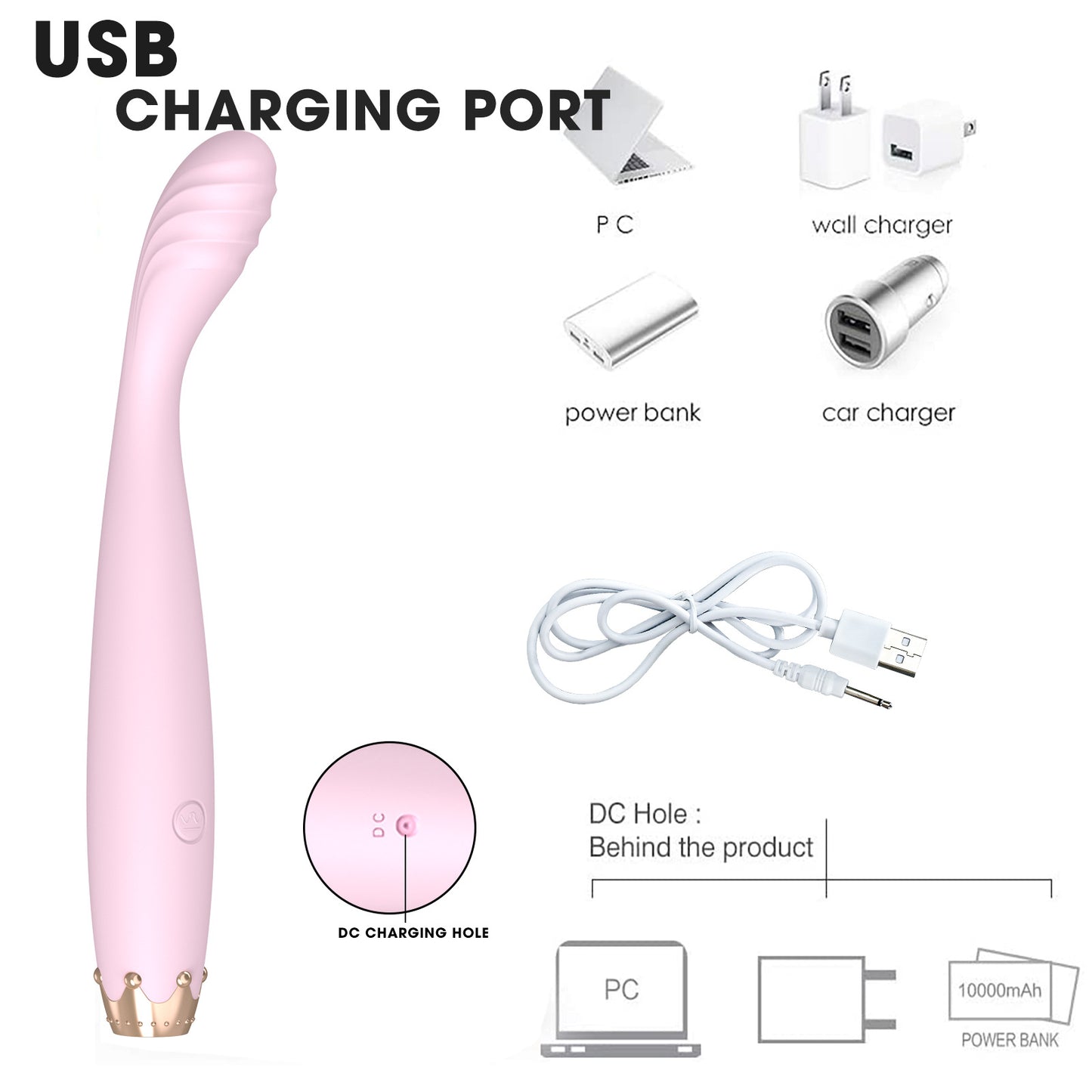 Moremorelove Rechargeable G-Spot Orgasm Vibrator – Dual Shock AV Stick with Elegant Crown Design for Female Pleasure & Masturbation