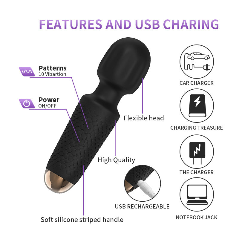 Moremorelove Mini Scaly Vibrator – Discreet AV Wand with 10 Vibration Patterns