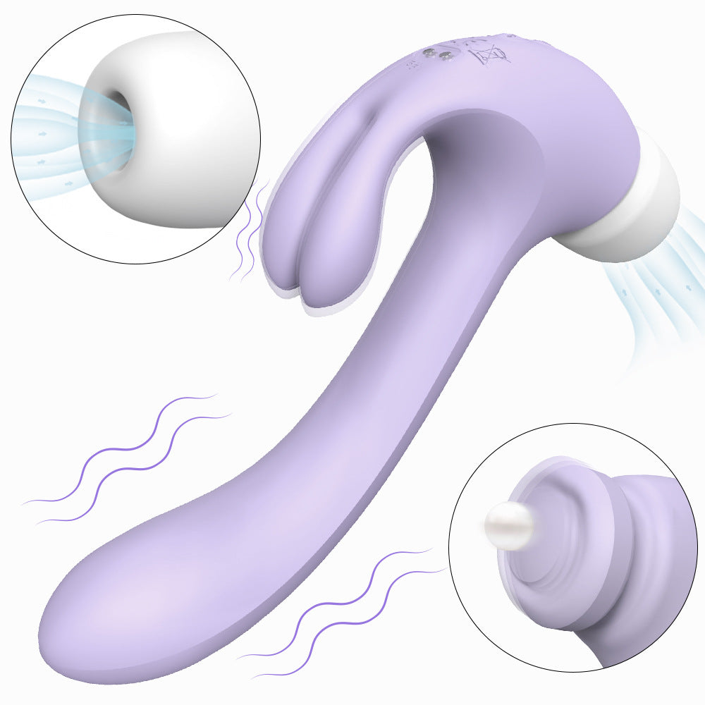 Moremorelove Vibrator – Multi-Function Dildo for Women with Suction, 3-Speed 6-Mode Vibration & Slapping, Dual Rabbit Ears, and Pause Mode