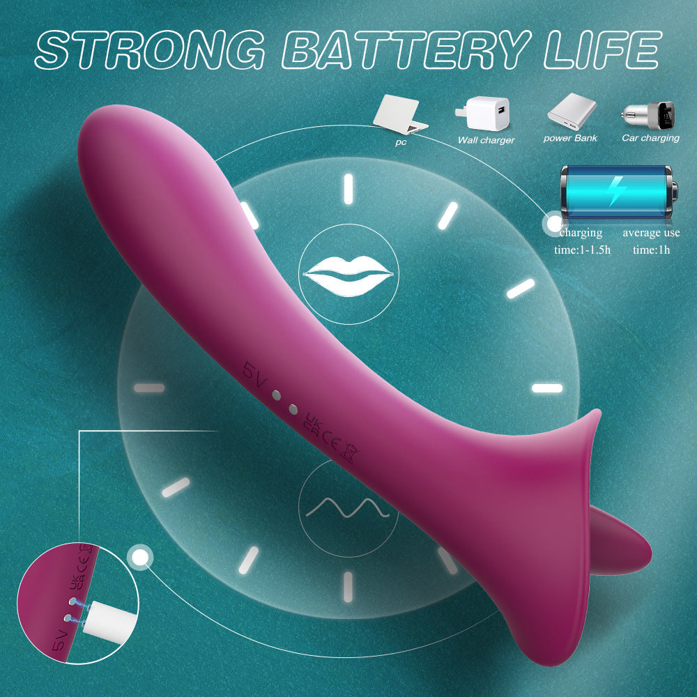 Moremorelove Vibrator – Dual-Function Licking & Insertable Vibrating Dildo for Women, Tongue Simulation Intimate Adult Toy