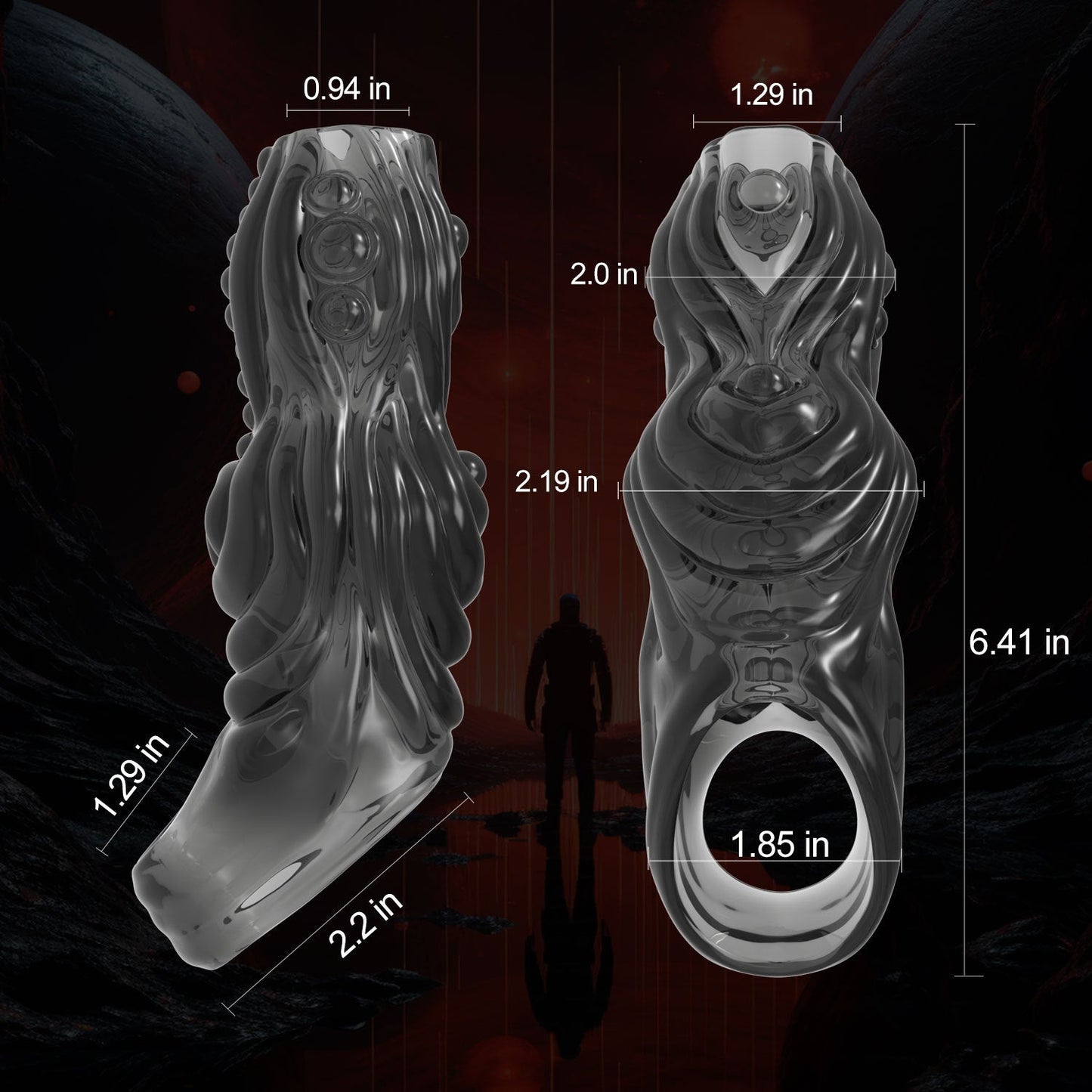 Reusable Penis Sleeve with Exposed Glans – Ultra-Soft Penis Enlarger, Cock Ring Extender for Men & Couples, 2 Colors, Enhance Erection and Pleasure