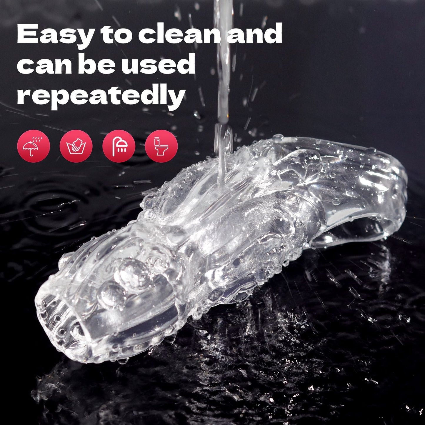 Reusable Penis Sleeve with Exposed Glans – Ultra-Soft Penis Enlarger, Cock Ring Extender for Men & Couples, 2 Colors, Enhance Erection and Pleasure
