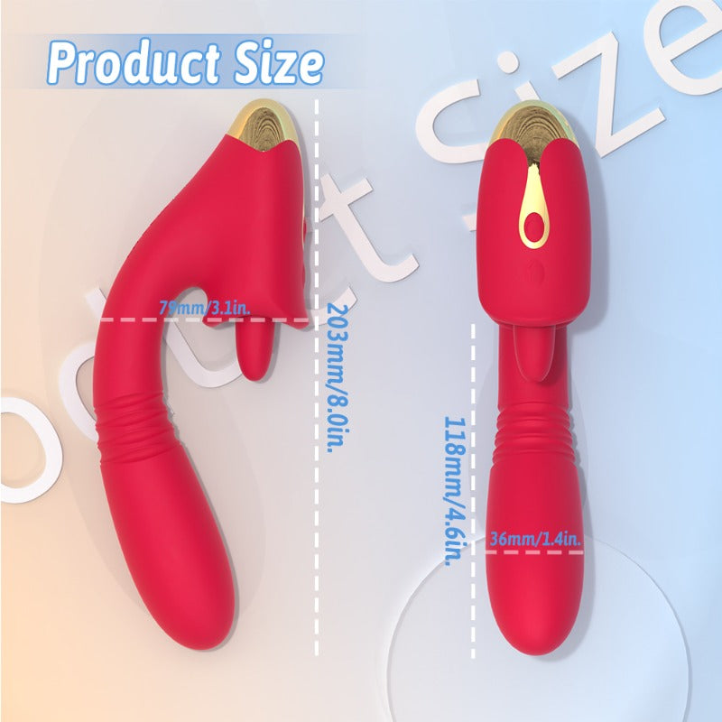 Moremorelove Thrusting & Licking Vibrator – Waterproof Telescopic Dildo for Intense Female Pleasure