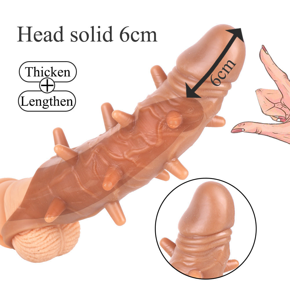 Reusable Penis Sleeve with Vibrator & Cock Ring Extender – Ultra-Soft Penis Enlarger for Men & Couples