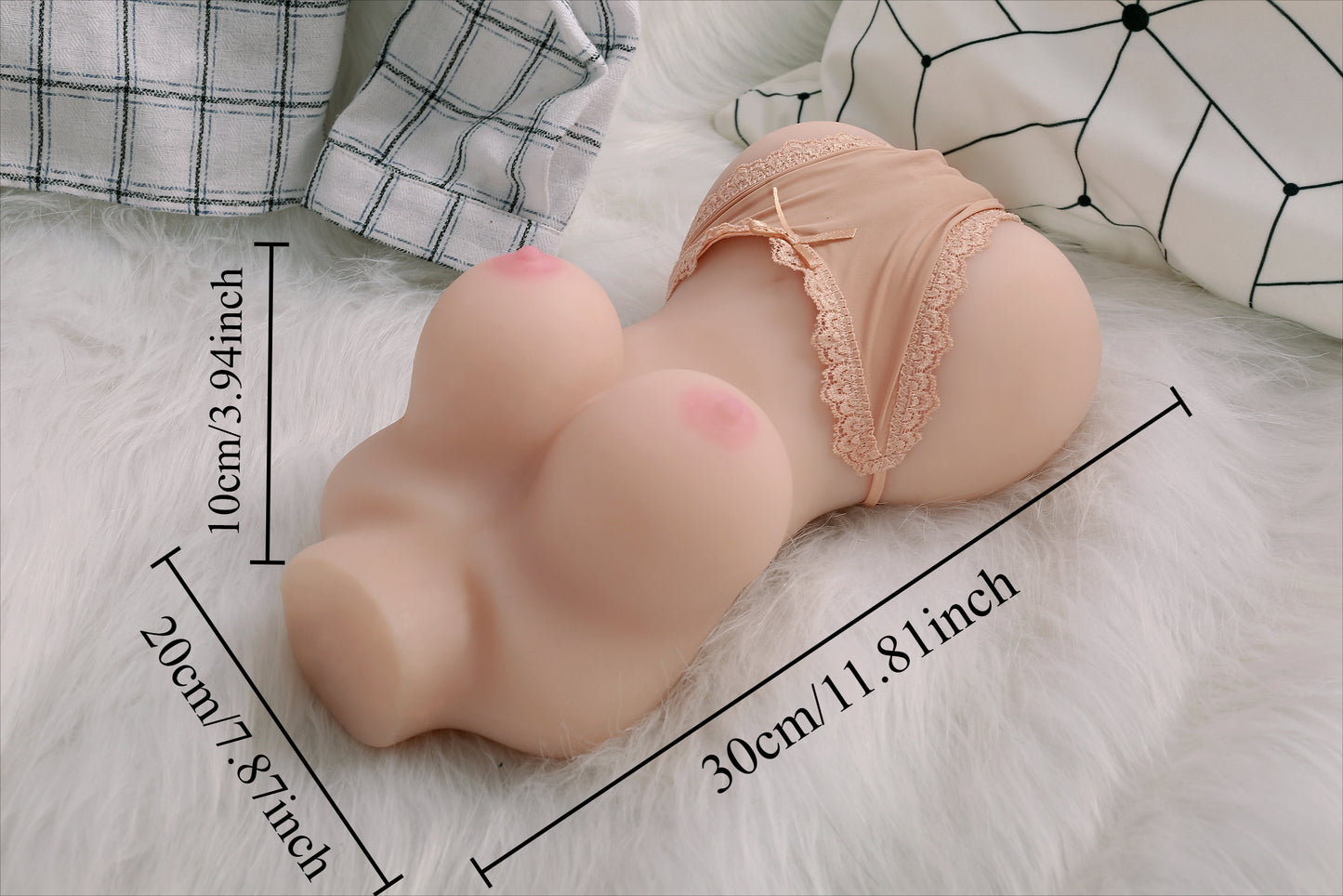 Moremorelove Male Anal & Vaginal Sex Masturbator, Full Silicone Peach Hip Torso Sex Doll