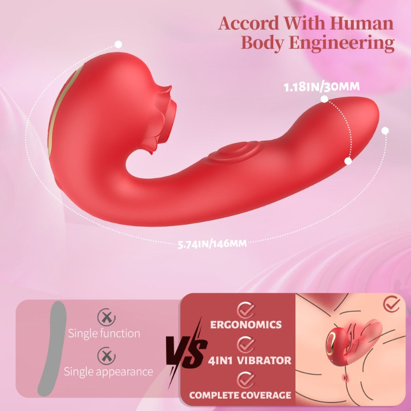 Moremorelove Flower Dildo Vibrator – 9 Frequencies, Suction, Slap & Vibe in One | Dual Stim for Women