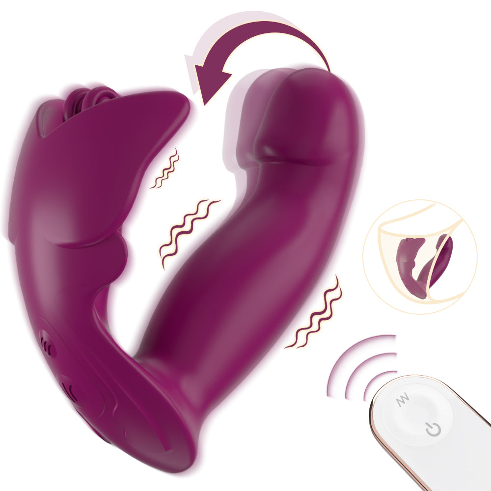 Moremorelove Remote Control Thrusting Wearable Bullet Vibrator – Butterfly-Shaped Design with Dual Vibration & Thrusting for G-Spot & Clitoral Pleasure