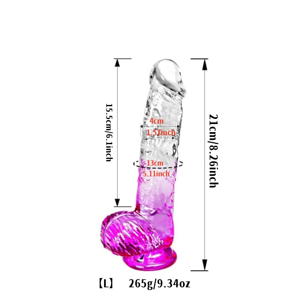 Moremorelove 4 Size TPE Material Transparent and Magenta Mixed Dildo – Adult Pleasure Toy for Intense Satisfaction
