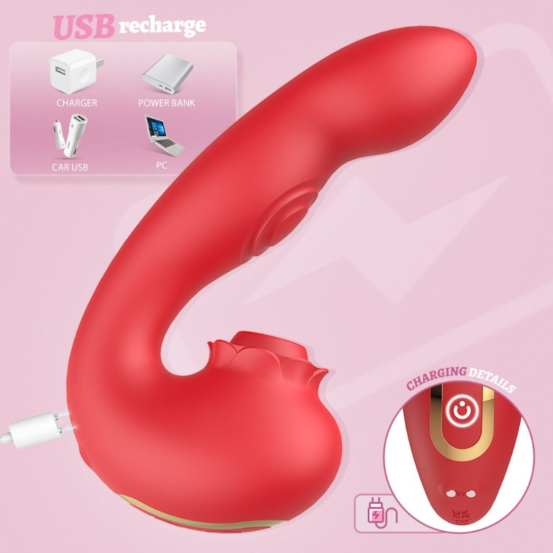 Moremorelove Flower Dildo Vibrator – 9 Frequencies, Suction, Slap & Vibe in One | Dual Stim for Women