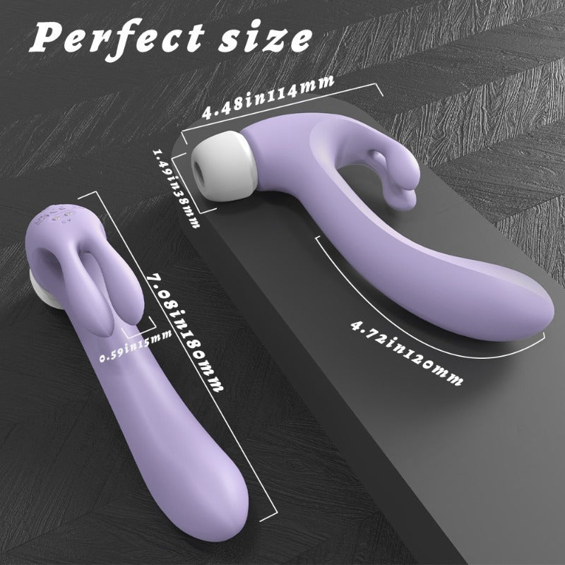 Moremorelove Vibrator – Multi-Function Dildo for Women with Suction, 3-Speed 6-Mode Vibration & Slapping, Dual Rabbit Ears, and Pause Mode