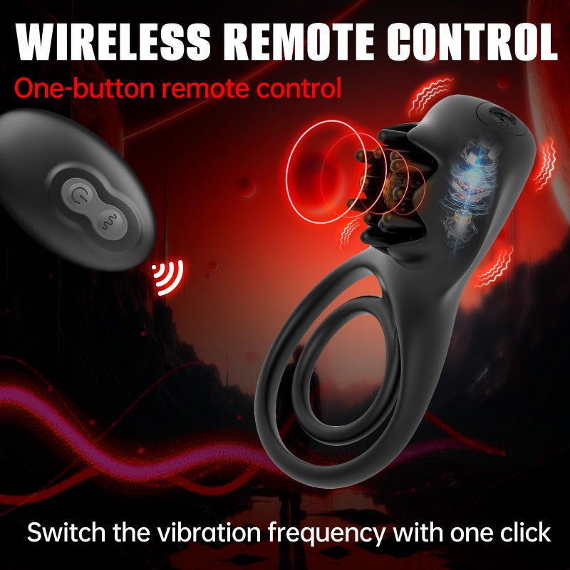 Waterproof Vibrating Silicone Cock Ring – 10 Vibration Modes, Clitoral Vibrator, Remote Control Couples Sex Toy for Enhanced Pleasure