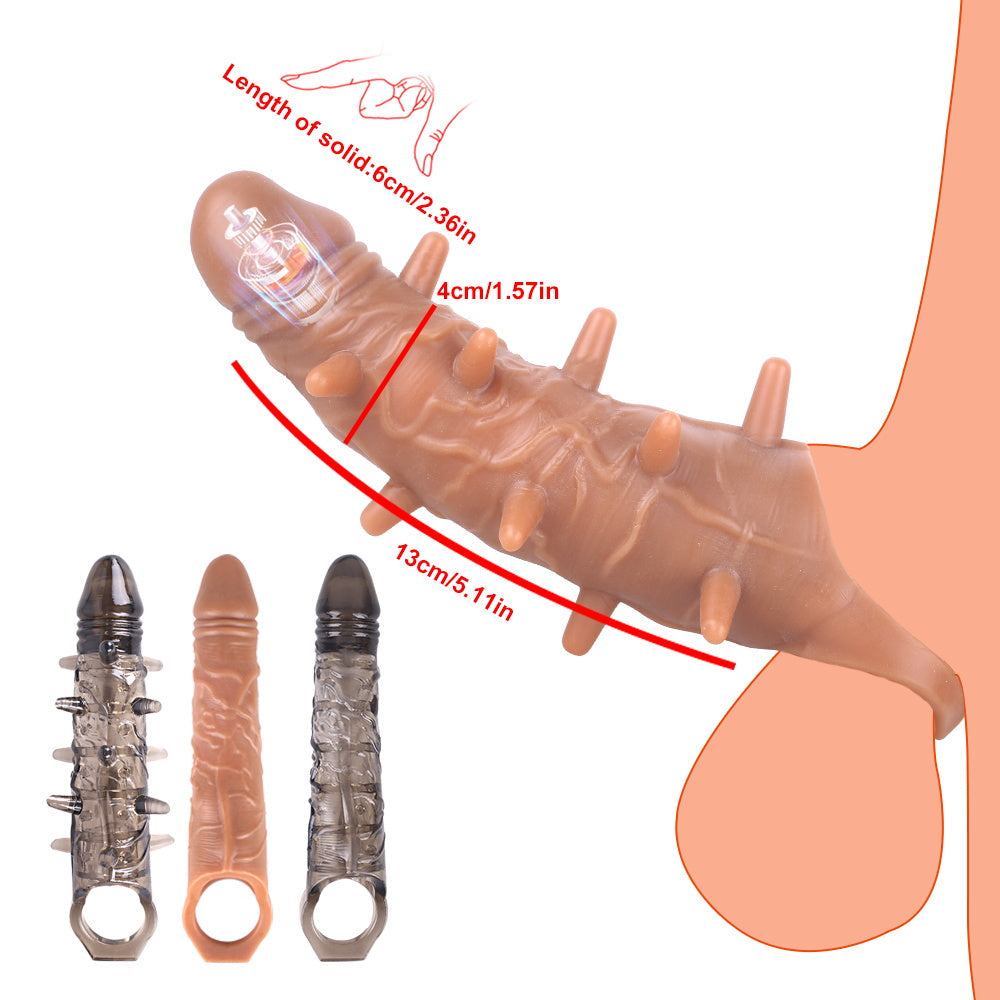 Reusable Penis Sleeve with Vibrator & Cock Ring Extender – Ultra-Soft Penis Enlarger for Men & Couples