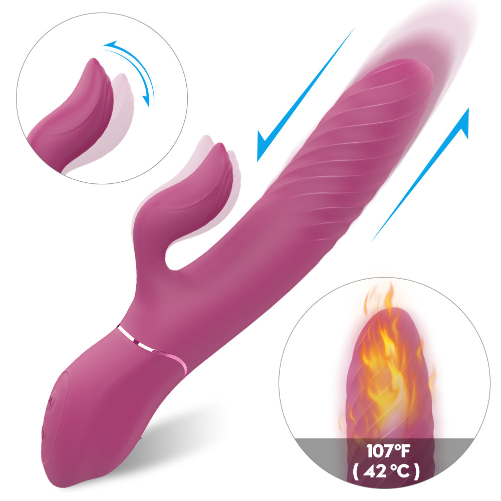 Moremorelove Thrusting Dildo Vibrator – 3-Speed 6-Mode Pulse & Vibration with Pause Mode | Dual G-Spot & Clitoral Stimulation for Couples