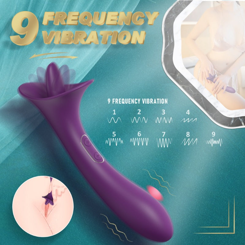 Moremorelove Vibrator – Dual-Function Licking & Insertable Vibrating Dildo for Women, Tongue Simulation Intimate Adult Toy