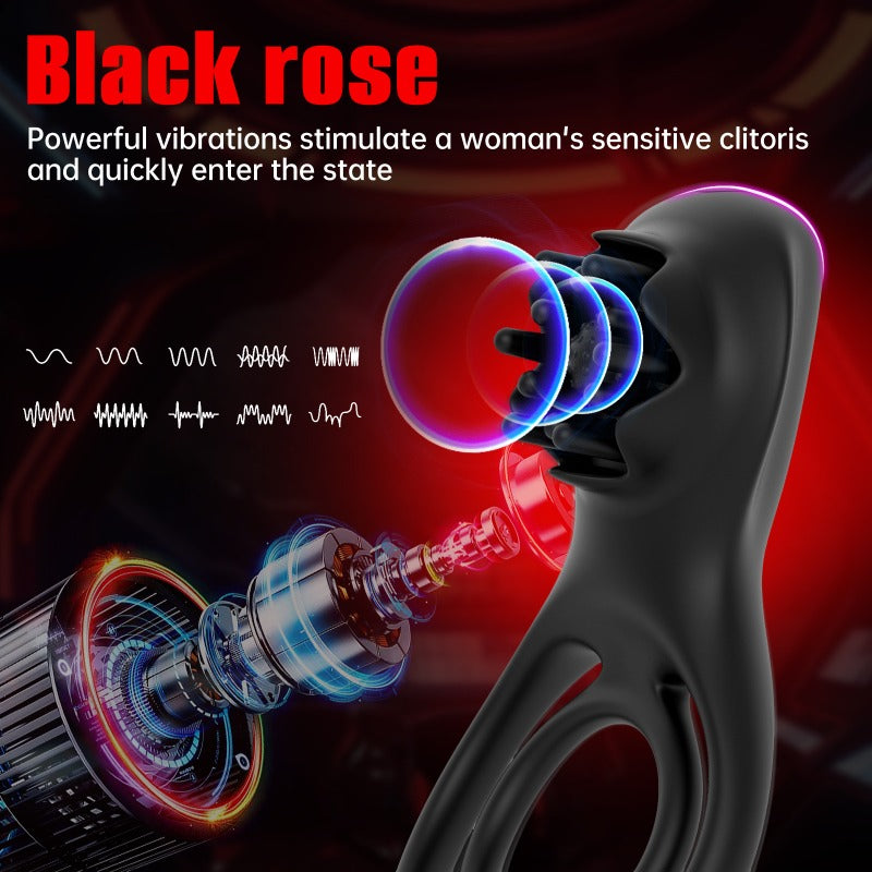 Waterproof Vibrating Silicone Cock Ring – 10 Vibration Modes, Clitoral Vibrator, Remote Control Couples Sex Toy for Enhanced Pleasure