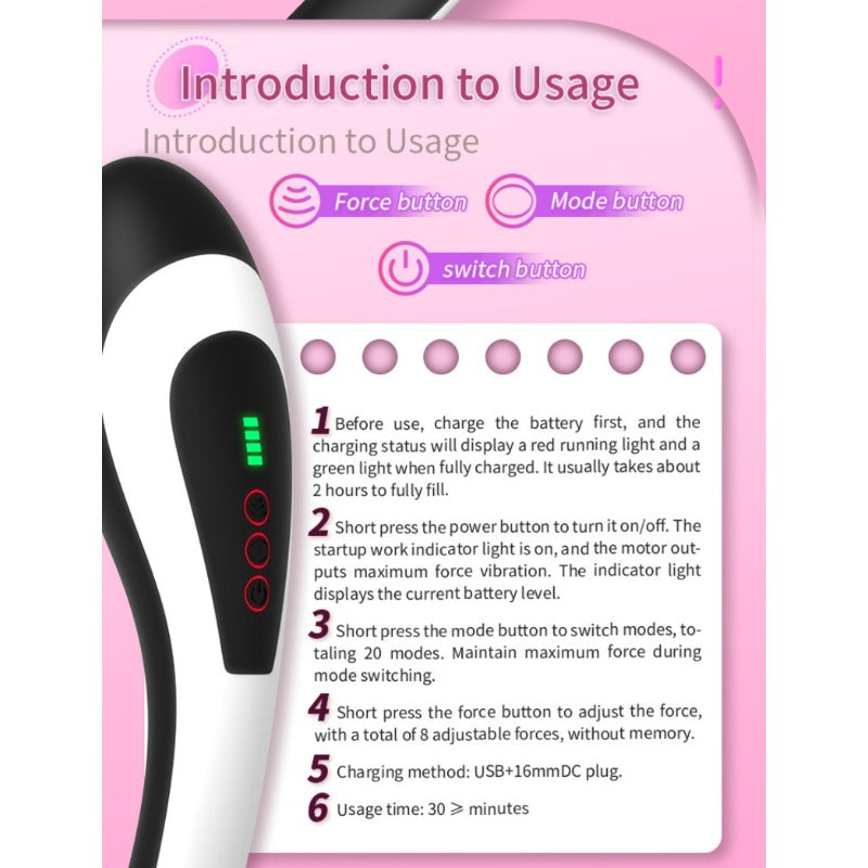 Moremorelove Rechargeable massage stick – 20 frequencies 8forces Dildo with Powerful Vibration for Women