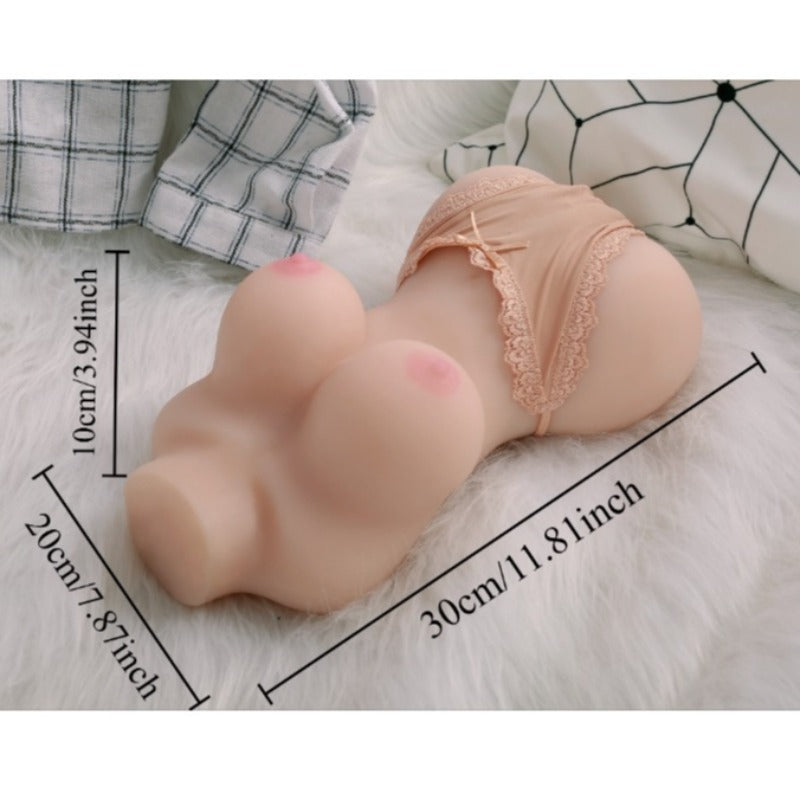 Moremorelove Male Anal & Vaginal Sex Masturbator, Full Silicone Peach Hip Torso Sex Doll